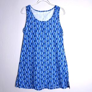 Nuu-Muu Athletic Blue Geo Print Sc Oop Neck Dress Size Large